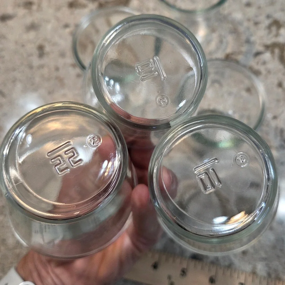 Set of 6 Clear Glass Yogurt Pudding Jars Farmhouse Kitchen Storage 3 Inch